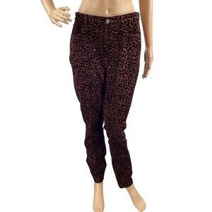 LOFT Leopard Print Corduroy Skinny Pants High Waist Size 6